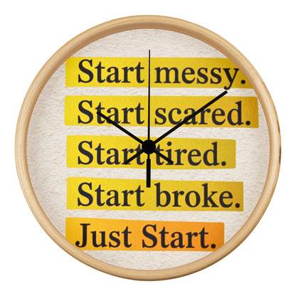 Just Start – Motivational Wood Frame Wall Clock | Inspirational Home Decor