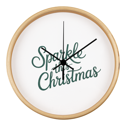Sparkle This Christmas Wooden Wall Clock – Festive Holiday Home Decor Accent