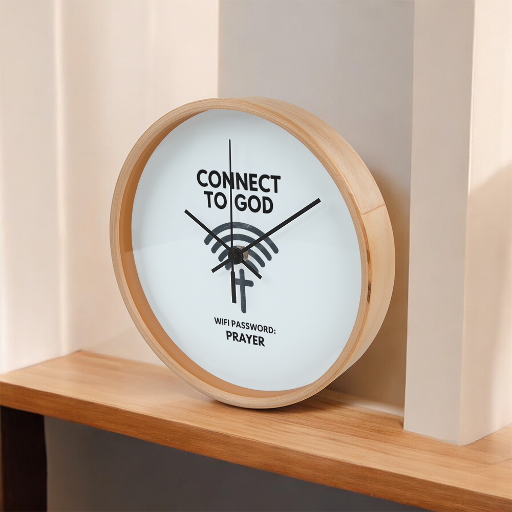 Clock shown in modern living room setting with soft lighting