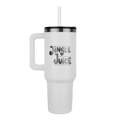 Jingle Juice 40 oz Christmas tumbler with engraved holiday design