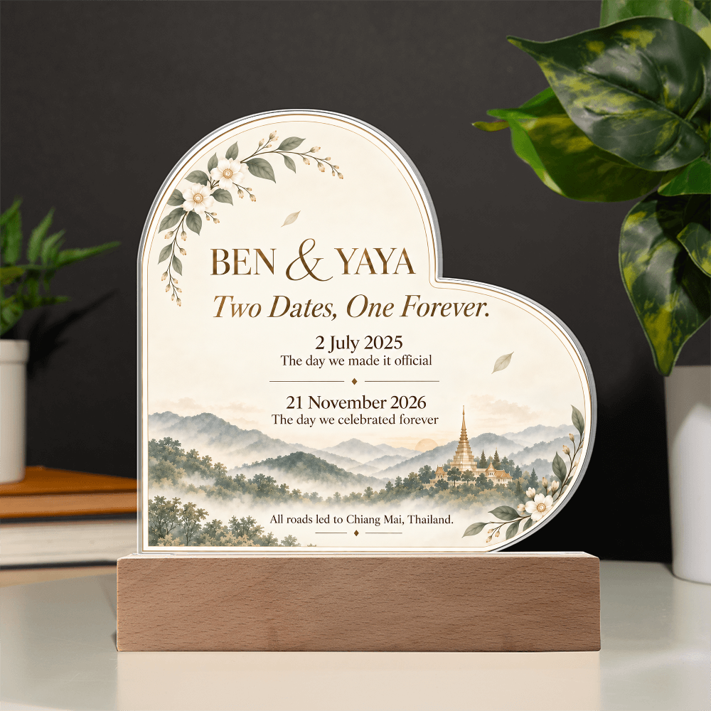 Two Dates, One Forever Personalized Wedding Plaque | Custom Civil & Ceremony Date Keepsake