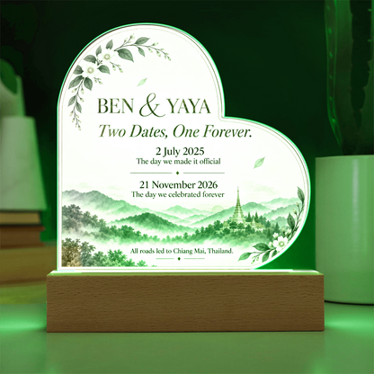 Two Dates, One Forever Personalized Wedding Plaque | Custom Civil & Ceremony Date Keepsake