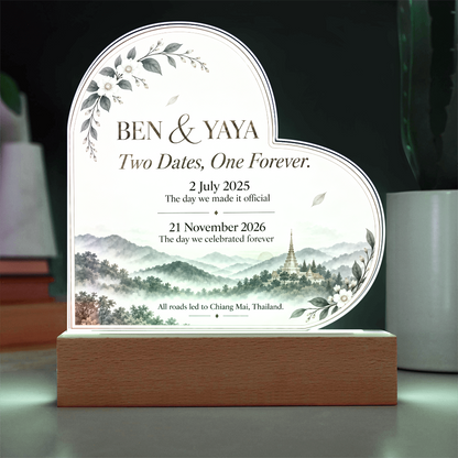 Two Dates, One Forever Personalized Wedding Plaque | Custom Civil & Ceremony Date Keepsake