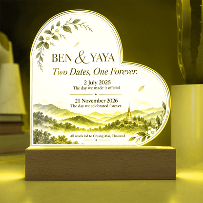 Two Dates, One Forever Personalized Wedding Plaque | Custom Civil & Ceremony Date Keepsake