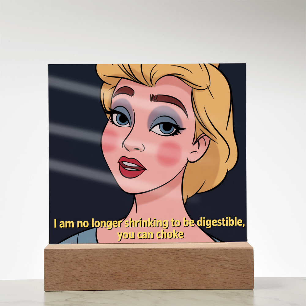 “No Longer Shrinking” plaque styled with other motivational quote decor items in matching tone.