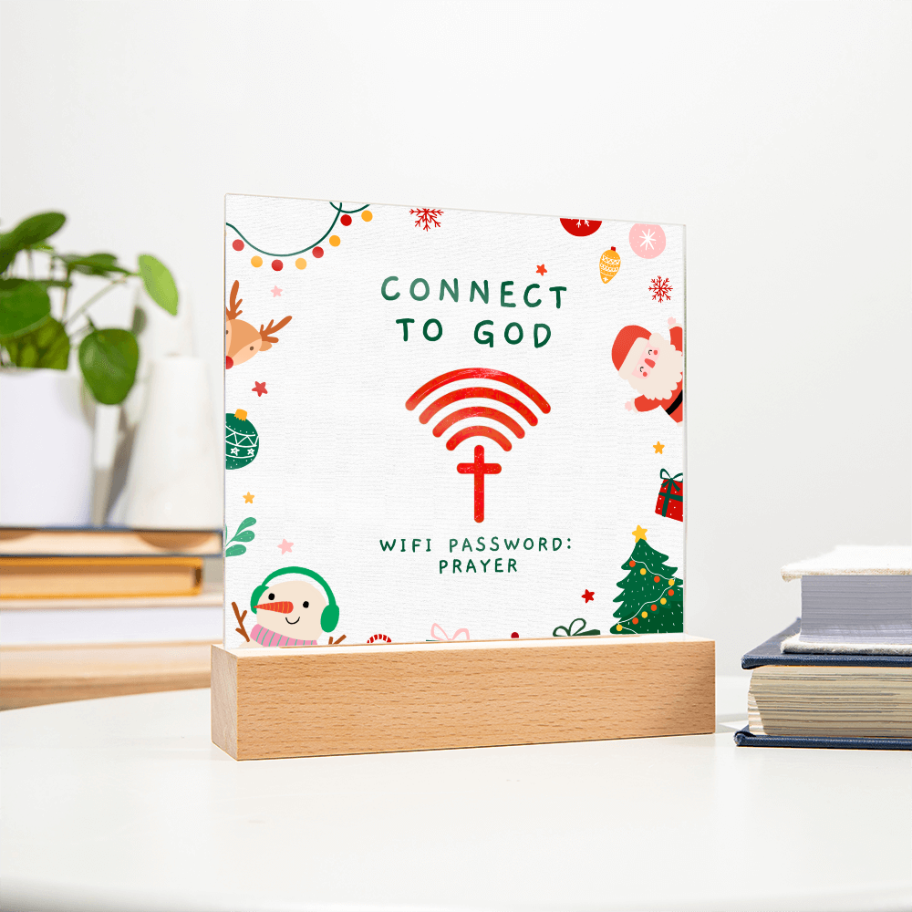 Connect to God – “WiFi Password: PRAYER” Christmas Faith Acrylic Plaque