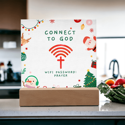 Connect to God – “WiFi Password: PRAYER” Christmas Faith Acrylic Plaque