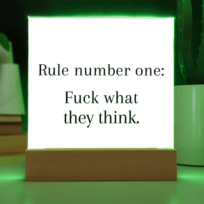 Acrylic edge detail showing glossy finish and LED base design.