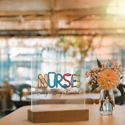 Nurse – Caring, Strong, Essential | Acrylic Square Plaque