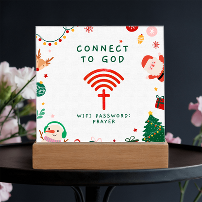 Connect to God – “WiFi Password: PRAYER” Christmas Faith Acrylic Plaque