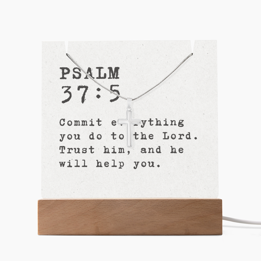 “Psalm 37:5 — Trust in the Lord” Keepsake Cross Necklace