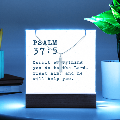 “Psalm 37:5 — Trust in the Lord” Keepsake Cross Necklace