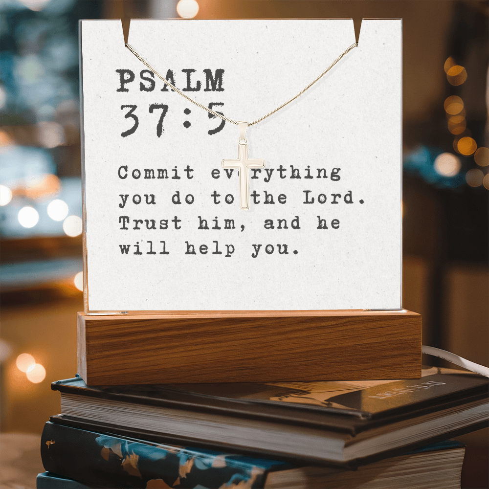 “Psalm 37:5 — Trust in the Lord” Keepsake Cross Necklace