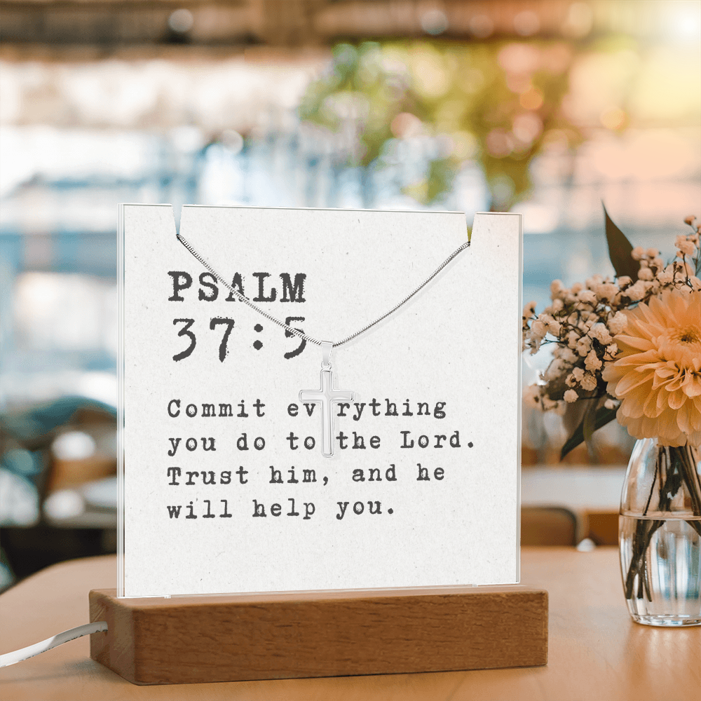 “Psalm 37:5 — Trust in the Lord” Keepsake Cross Necklace