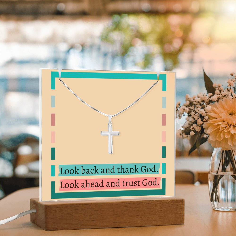 Christian home décor gift with LED base and inspirational quote