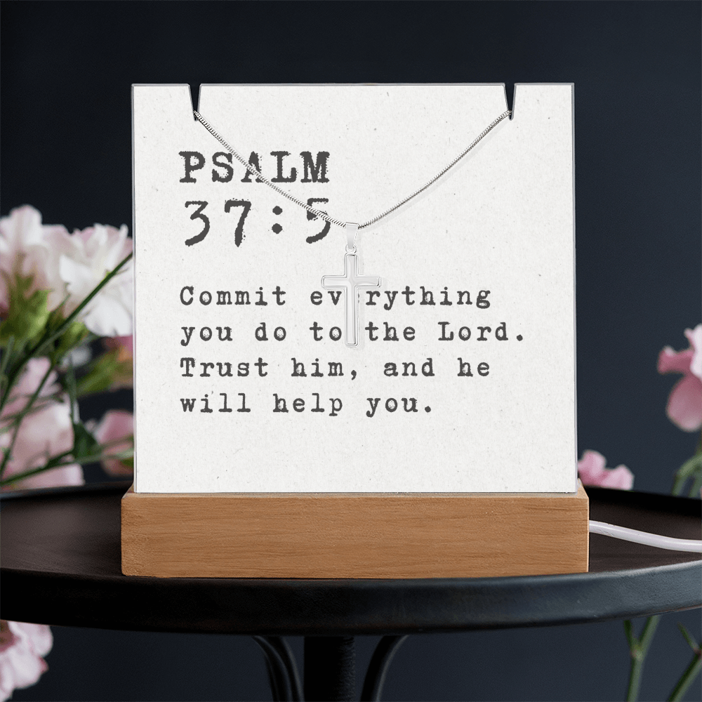 “Psalm 37:5 — Trust in the Lord” Keepsake Cross Necklace