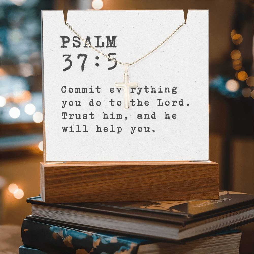 “Psalm 37:5 — Trust in the Lord” Keepsake Cross Necklace
