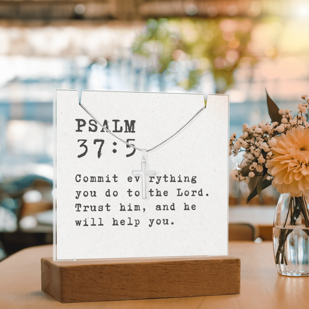 “Psalm 37:5 — Trust in the Lord” Keepsake Cross Necklace