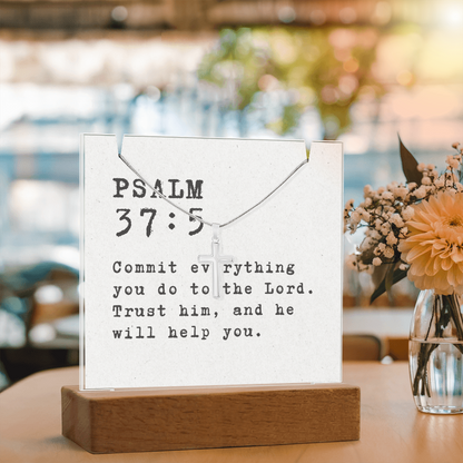 “Psalm 37:5 — Trust in the Lord” Keepsake Cross Necklace