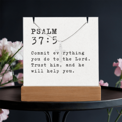 “Psalm 37:5 — Trust in the Lord” Keepsake Cross Necklace