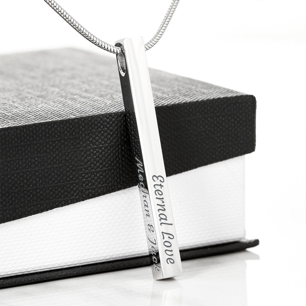 “Because of Your Faith” – Matthew 9:29 Engraved Stick Necklace