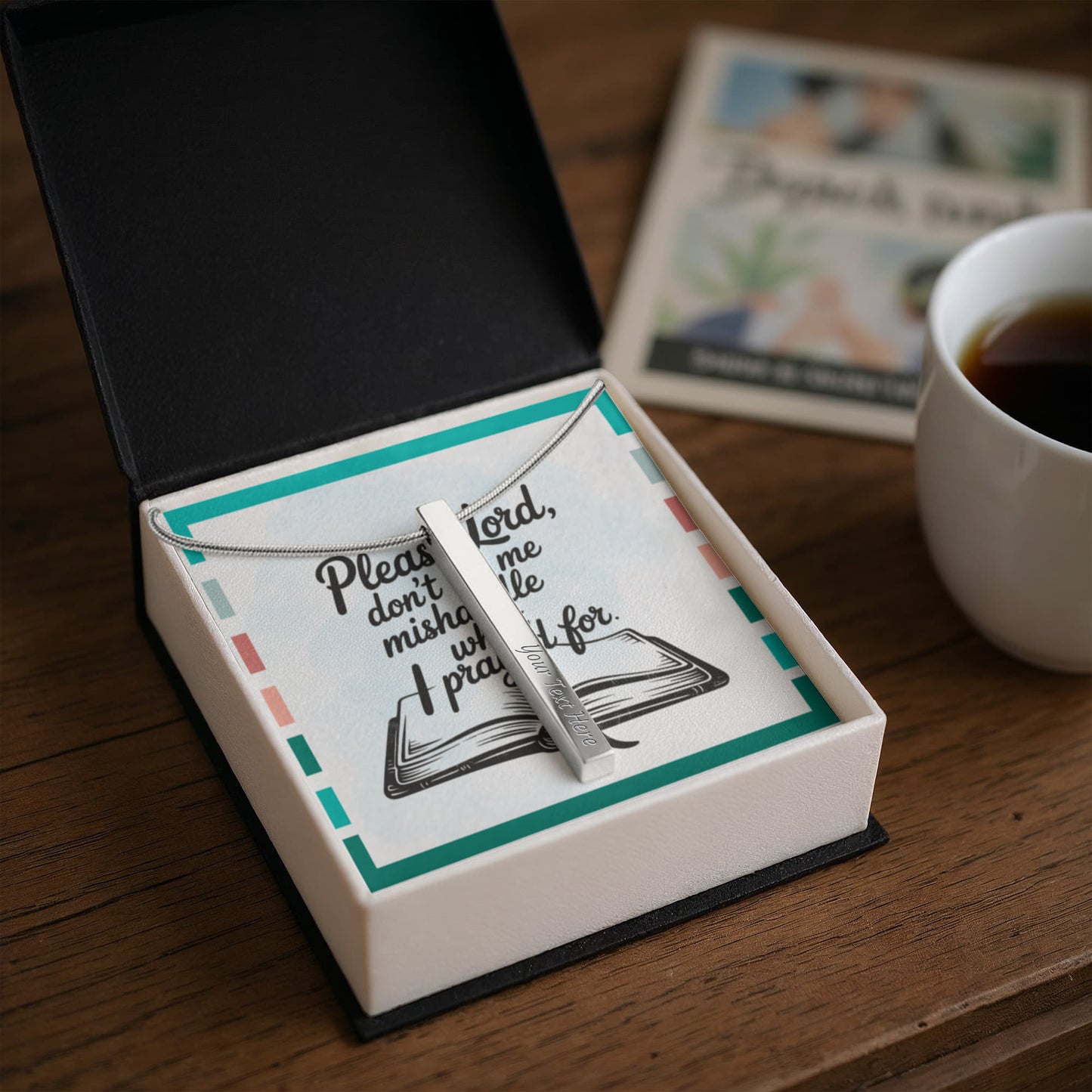 “Please Lord, Don't Let Me Mishandle What I Prayed For” - Engraved 4-Sided Stick Necklace