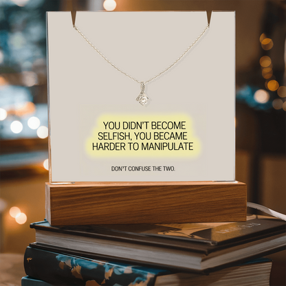 “You Didn't Become Selfish” Keepsake Acrylic & Alluring Beauty Necklace – Strength & Self-Worth Gift