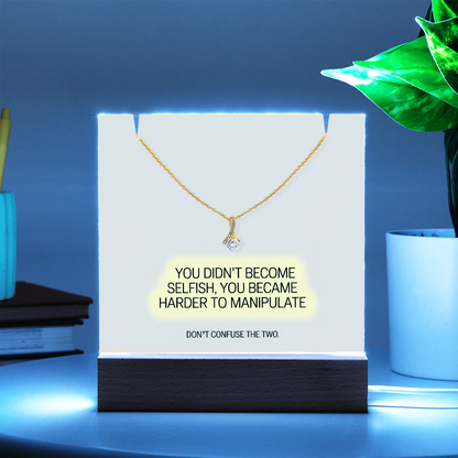 “You Didn't Become Selfish” Keepsake Acrylic & Alluring Beauty Necklace – Strength & Self-Worth Gift