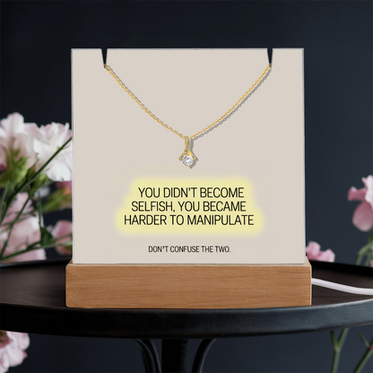 “You Didn't Become Selfish” Keepsake Acrylic & Alluring Beauty Necklace – Strength & Self-Worth Gift