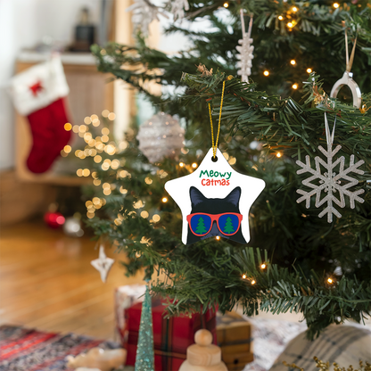 Meowy Catmas Star Ornament | Funny Cat Christmas Tree Decoration