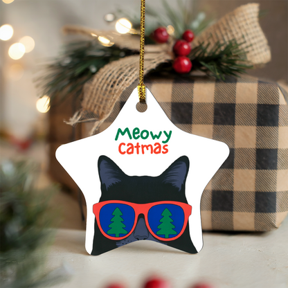 Meowy Catmas Star Ornament | Funny Cat Christmas Tree Decoration