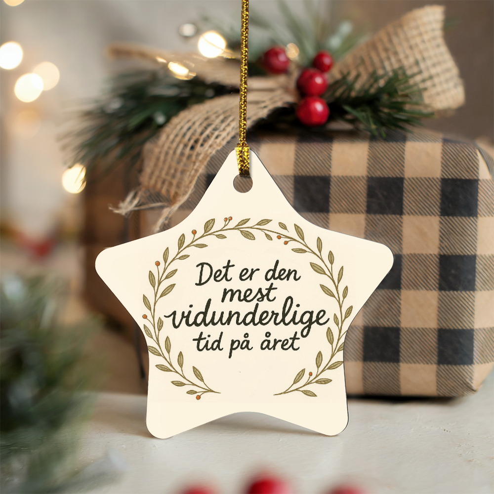 Glossy Danish Christmas ornament with warm Nordic colors