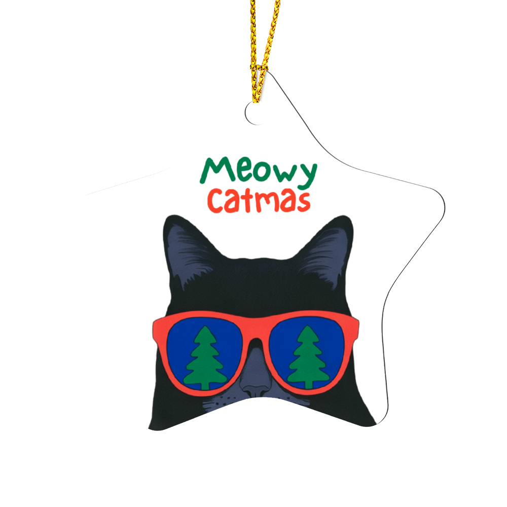 Meowy Catmas Star Ornament | Funny Cat Christmas Tree Decoration
