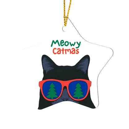 Meowy Catmas Star Ornament | Funny Cat Christmas Tree Decoration