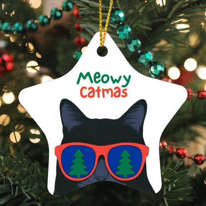 Meowy Catmas Star Ornament | Funny Cat Christmas Tree Decoration