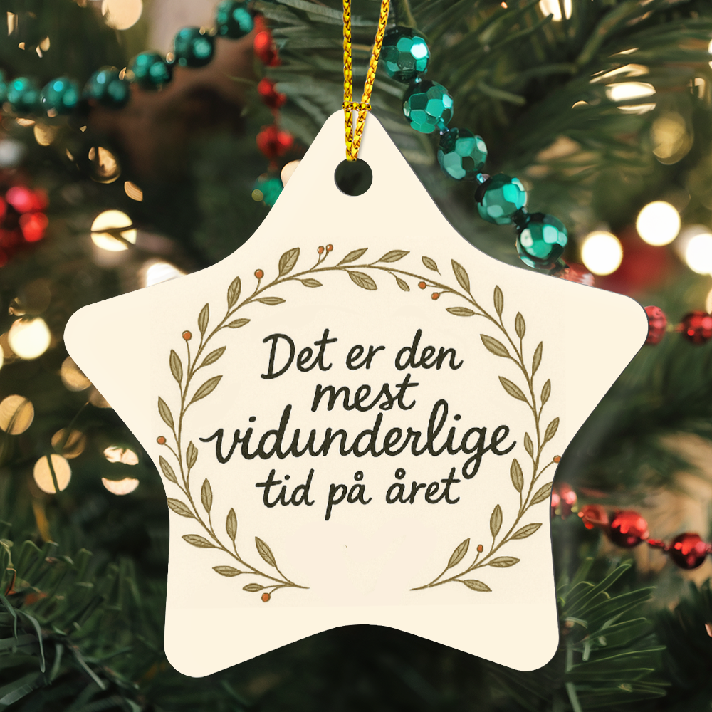 Scandinavian holiday star ornament with Nordic foliage design