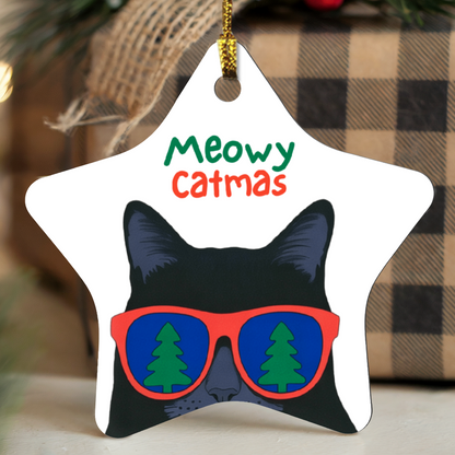 Meowy Catmas Star Ornament | Funny Cat Christmas Tree Decoration