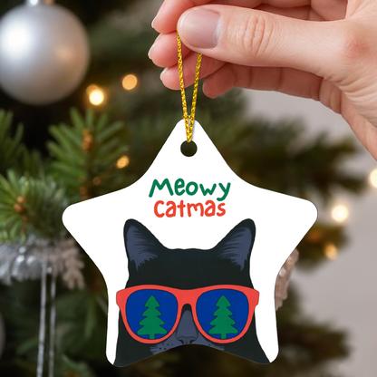 Meowy Catmas Star Ornament | Funny Cat Christmas Tree Decoration
