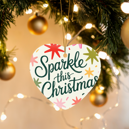 Sparkle This Christmas High Gloss Heart Ornament – Festive Holiday Decor Keepsake & Gift