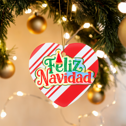Feliz Navidad High Gloss Heart Ornament | Festive Spanish Christmas Decoration Gift | Spanish Christmas Gift