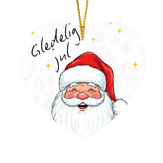 Santa High Gloss Heart Ornament | Cute Christmas Ornament | Holiday Tree Decoration | Custom Christmas Gift in Norwegian