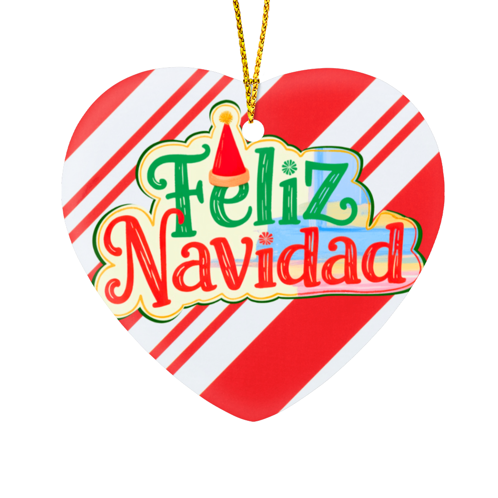 Feliz Navidad High Gloss Heart Ornament | Festive Spanish Christmas Decoration Gift | Spanish Christmas Gift