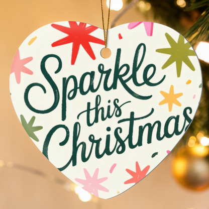 Sparkle This Christmas High Gloss Heart Ornament – Festive Holiday Decor Keepsake & Gift