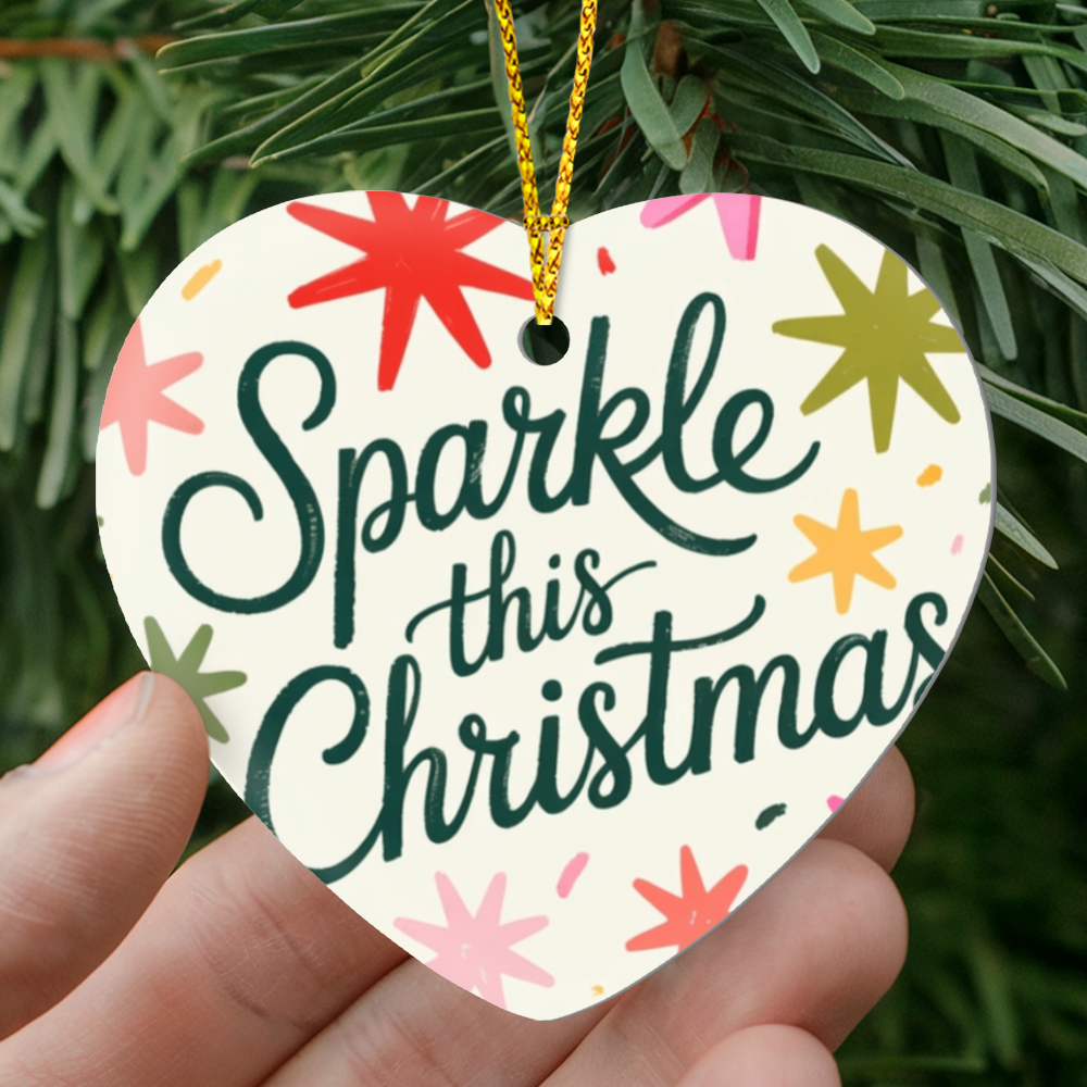 Sparkle This Christmas High Gloss Heart Ornament – Festive Holiday Decor Keepsake & Gift