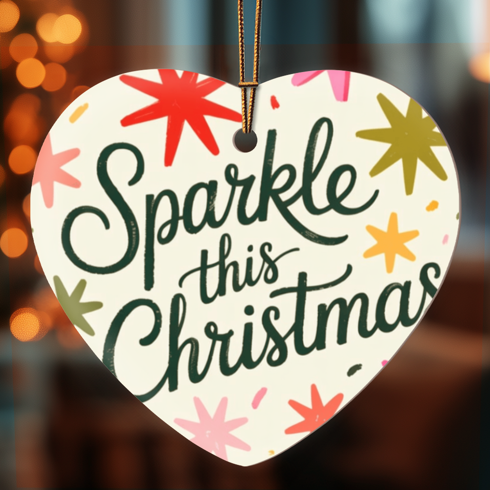 Sparkle This Christmas High Gloss Heart Ornament – Festive Holiday Decor Keepsake & Gift