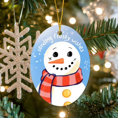 Sending Frosty Wishes Snowman Ornament | Cute Christmas Tree Decoration