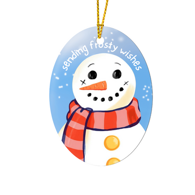 Sending Frosty Wishes high gloss oval ornament