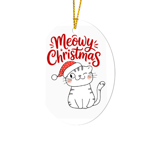 Meowy Christmas High Gloss Oval Ornament – Cute Cat Holiday Decoration