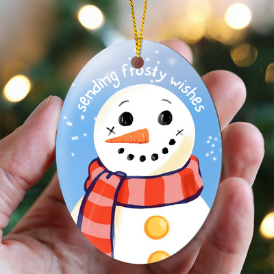 Sending Frosty Wishes high gloss oval ornament