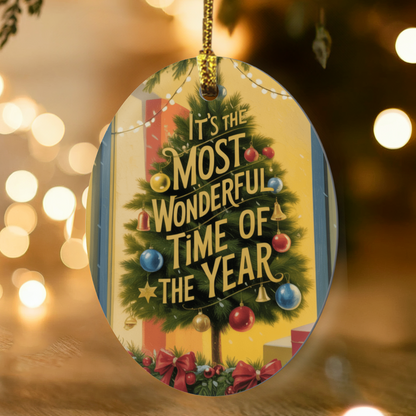 Elegant Christmas ornament featuring classic holiday typography